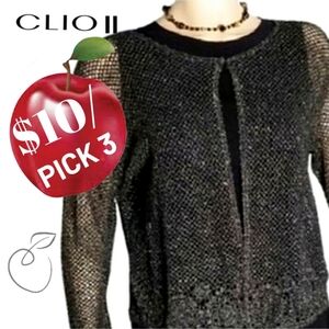 CLIO II METALLIC GOLD FISHNET CARDIGAN
